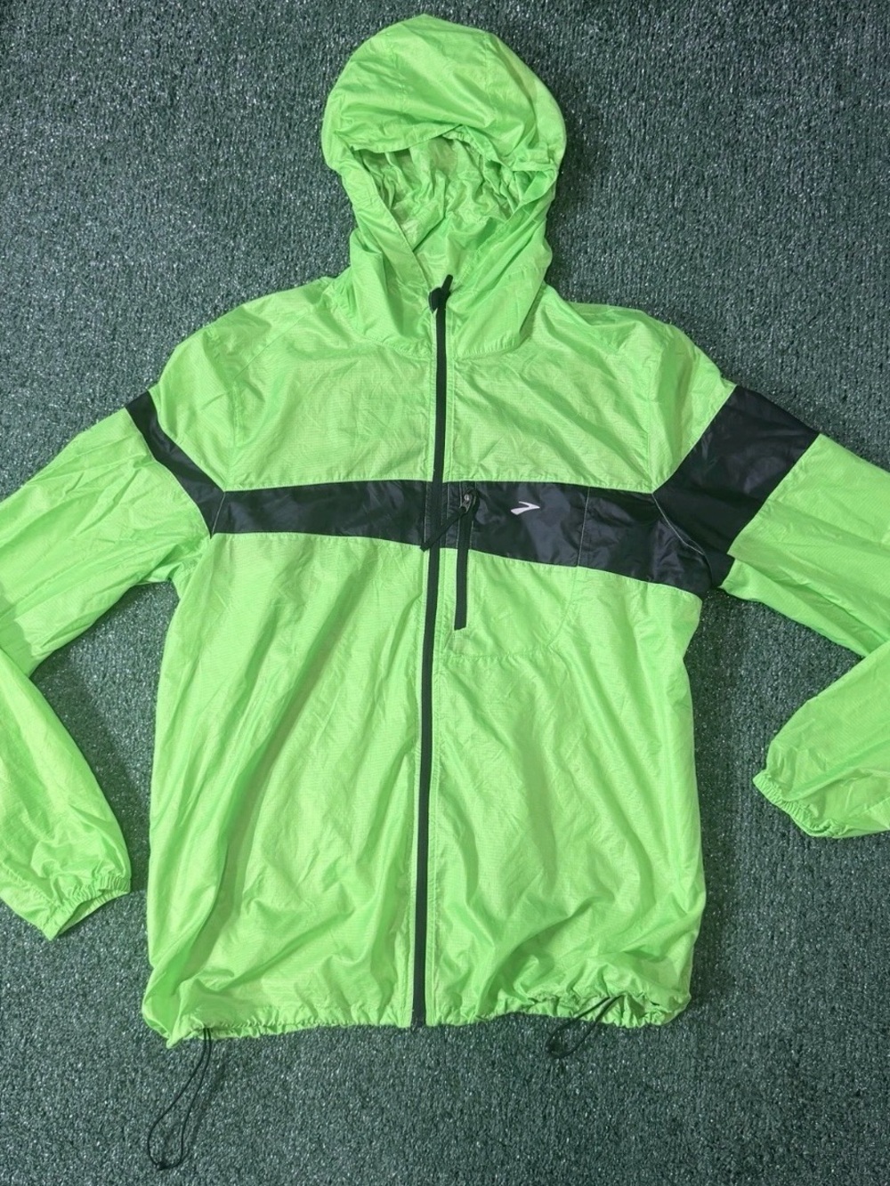 Brooks Jacket Mens Large Neon Green High Vis Nightlife LSD Running Windbreaker